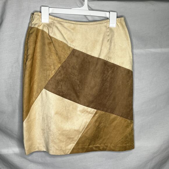Liz Claiborne Petite Suede Patchwork Skirt New 10P - Picture 1 of 8